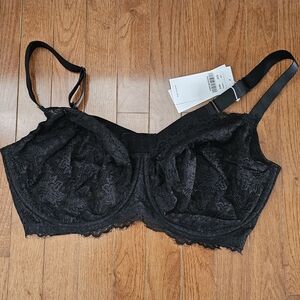 NWT HSIA Beautiful Black Lace Underwire Bra - 42H